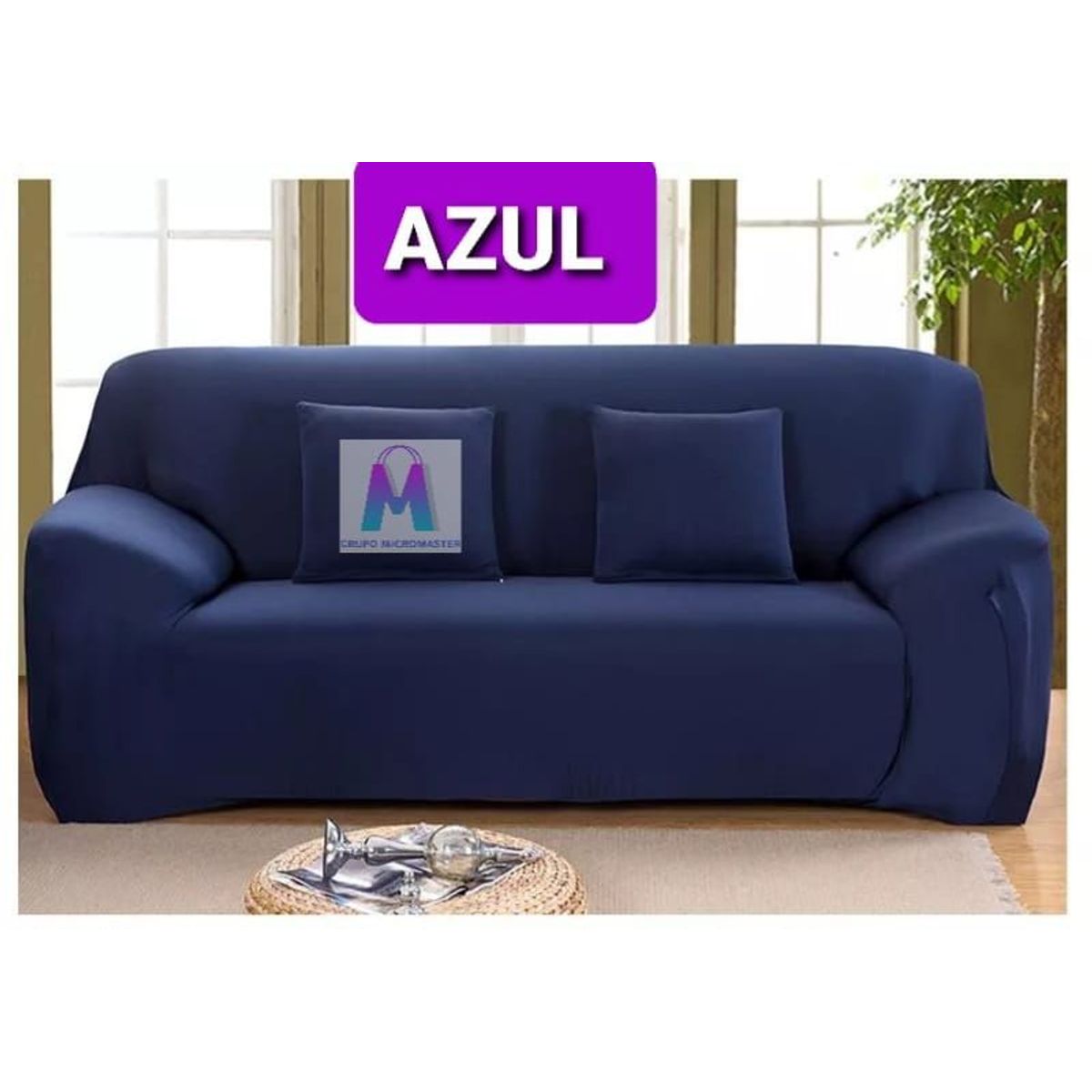 GENERICO - Forros de muebles Set Spandex 3-2-1 AZUL LISO