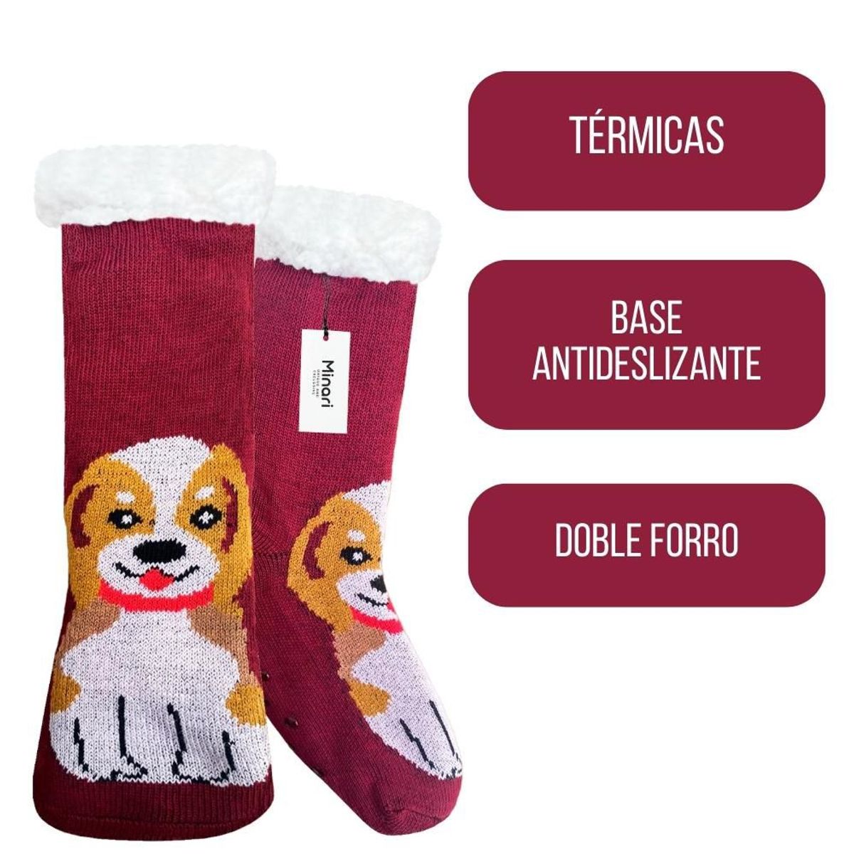 MINARI - Medias Térmicas Carnero Antideslizantes Doble Forro Perrito GD G2339