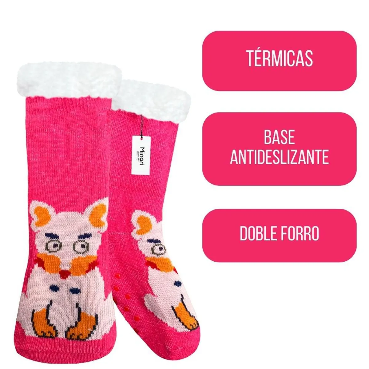 MINARI - Medias Térmicas Carnero Antideslizantes Doble Forro Perrito FC G2339