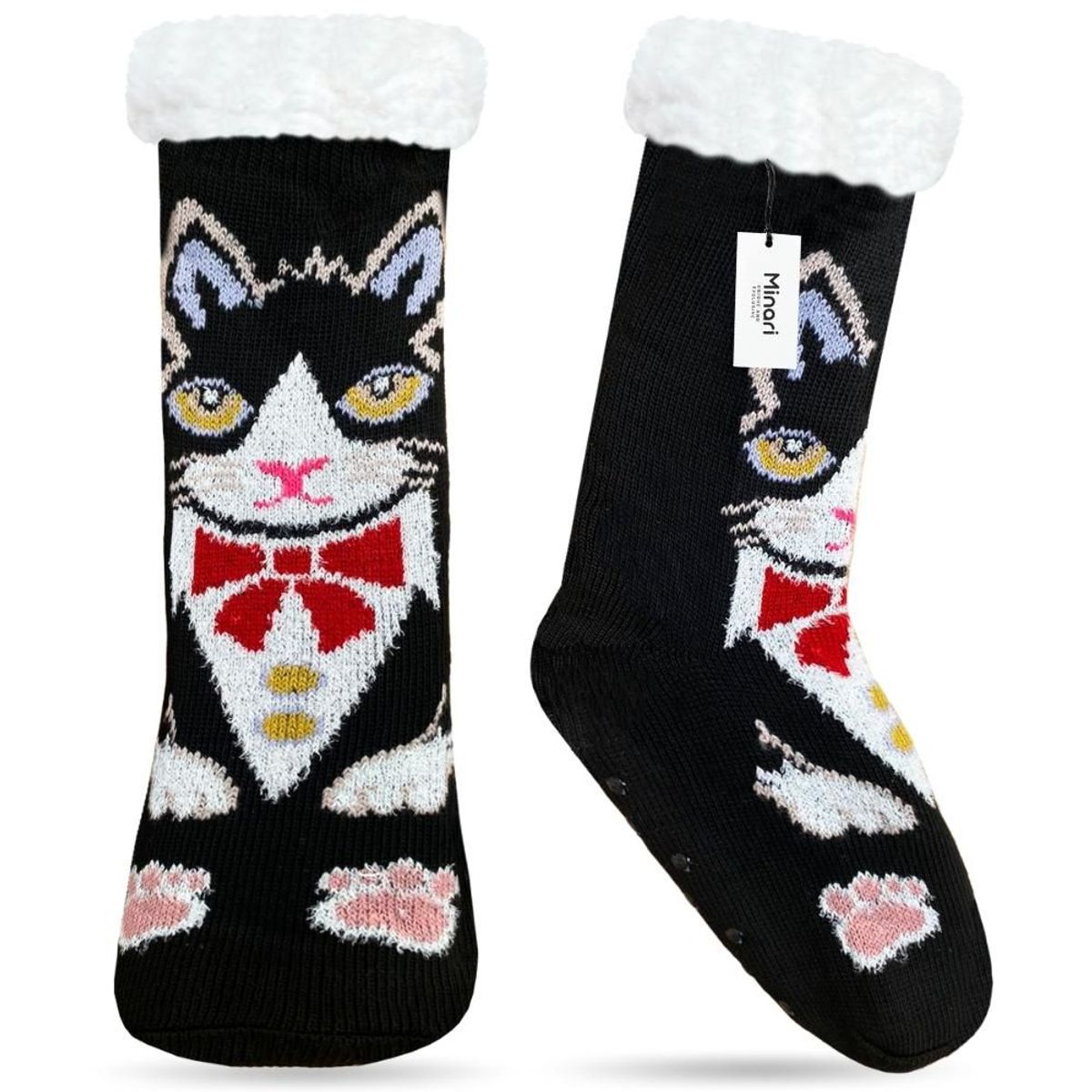 MINARI - Medias Térmicas de Carnero Antideslizantes Doble Forro Gatito NG G2339