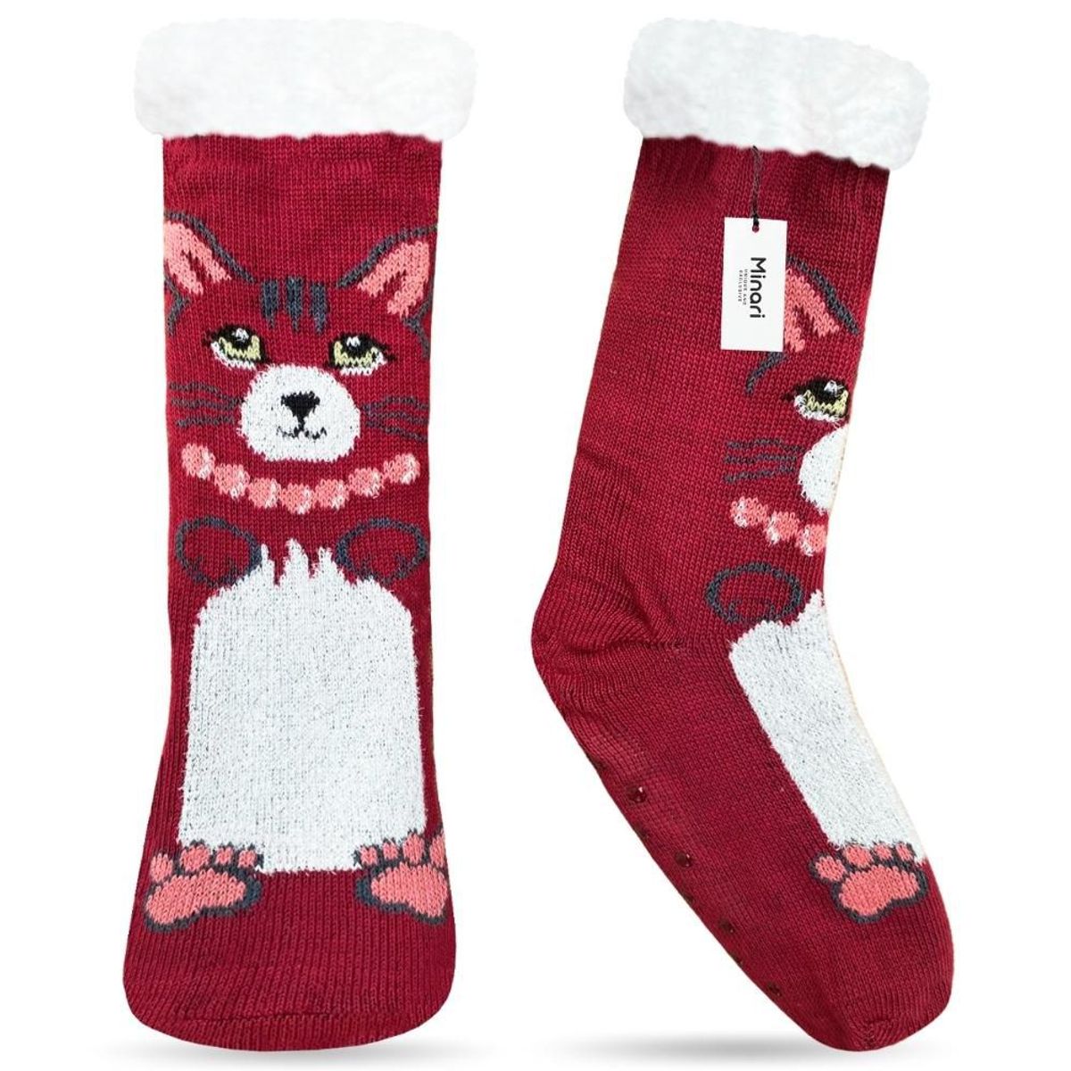 MINARI - Medias Térmicas de Carnero Antideslizantes Doble Forro Gatito GD G2339