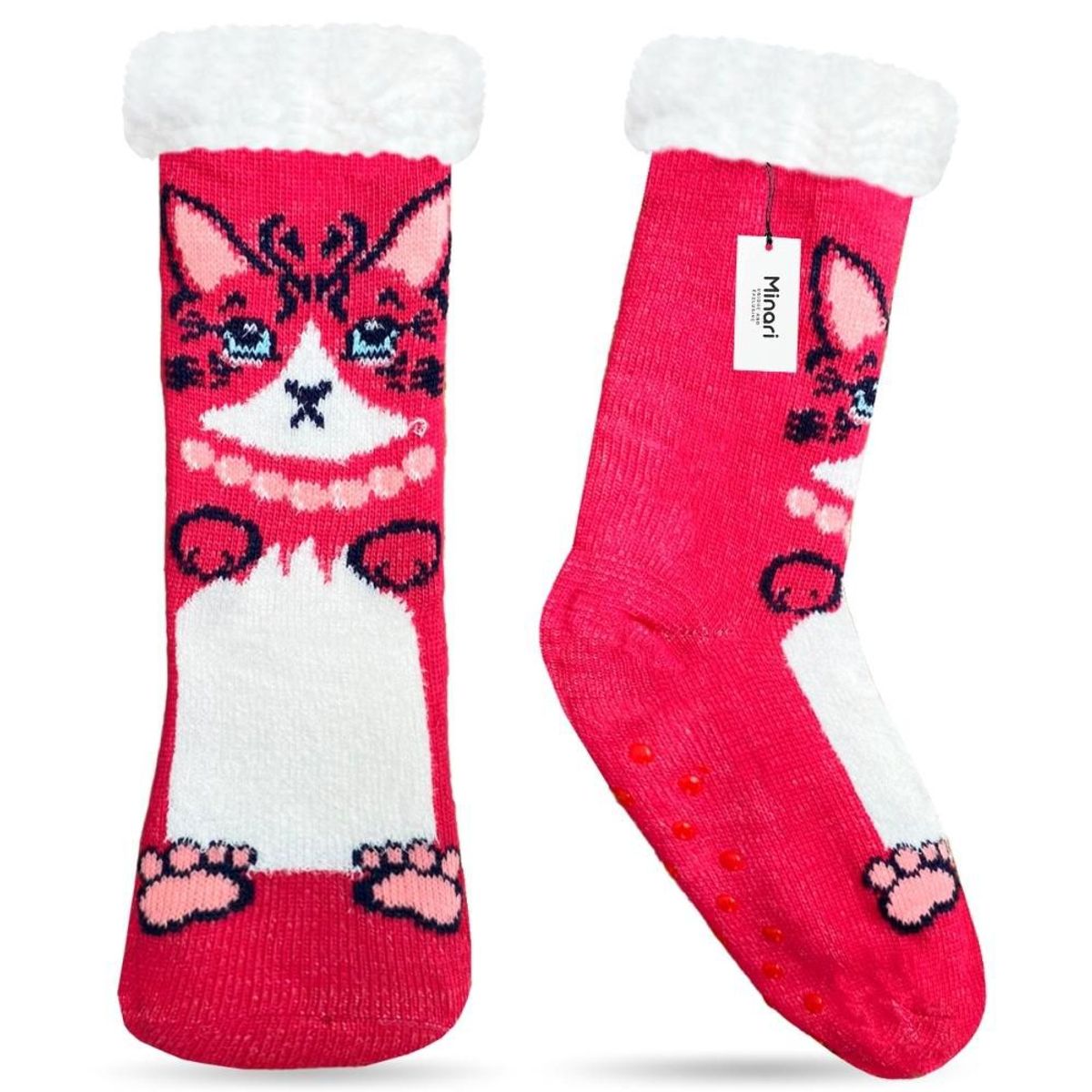 MINARI - Medias Térmicas de Carnero Antideslizantes Doble Forro Gatito FC G2339