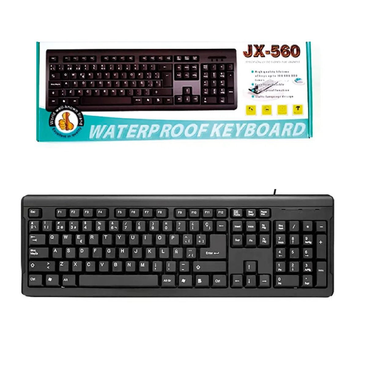 GENERICO - Teclado Ergonómico Con Cable Contra Agua Pequeño Elegante JX