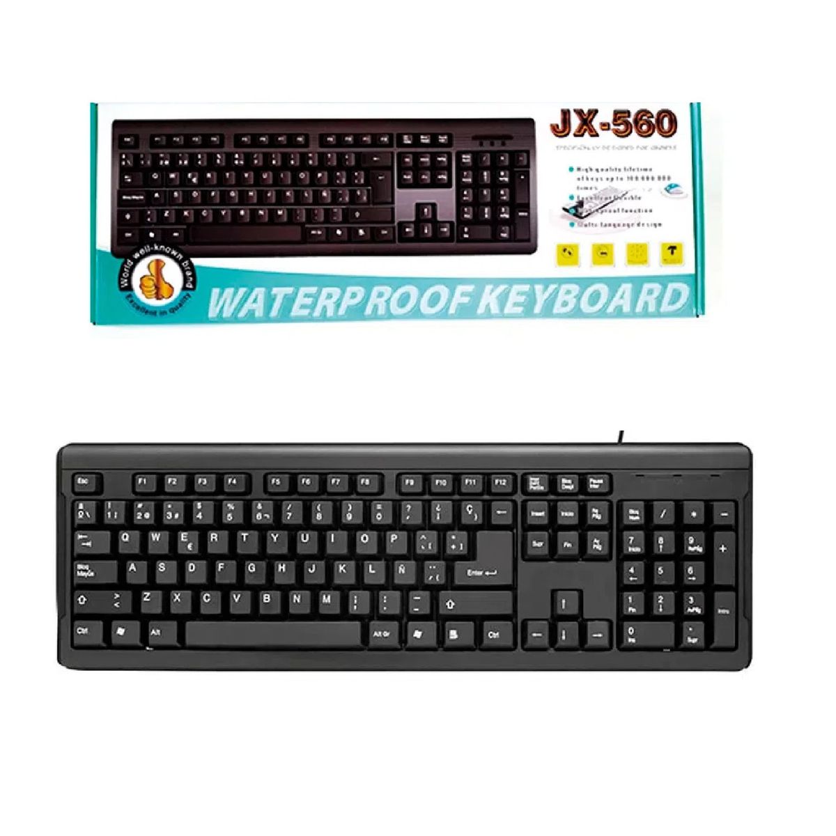 GENERICO - Teclado Ergonómico Con Cable Contra Agua Pequeño Elegante JX