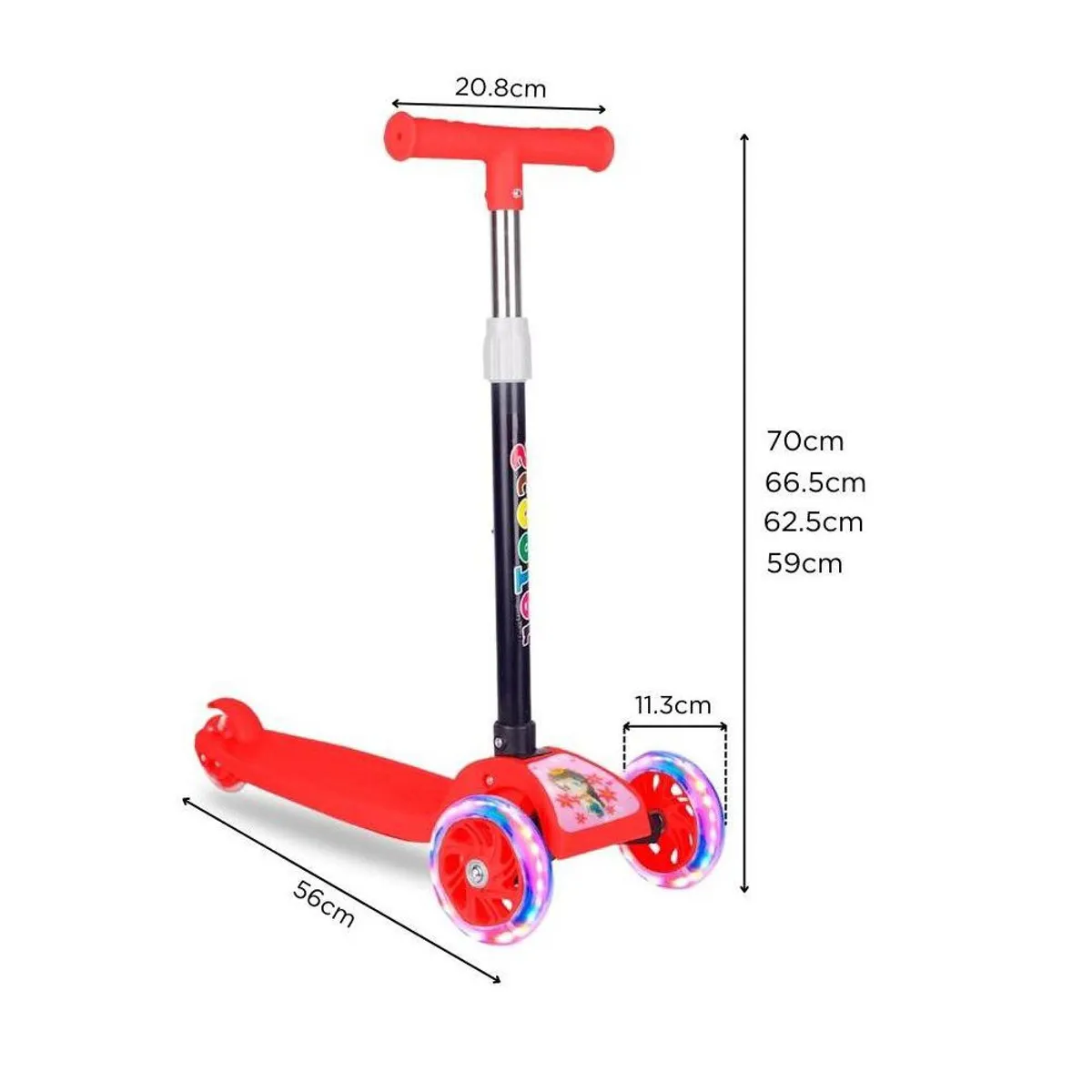 GENERICO - Scooter Plegable Rojo Para Niñas Con Luces