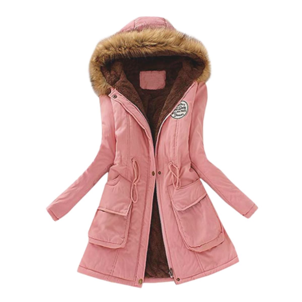 GENERICO - Casaca Rosada Abrigo con Capucha Parka Saco Mujer Moda Coreana