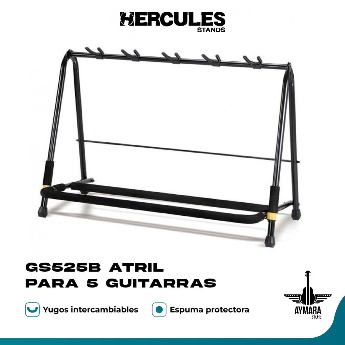 HERCULES - HERCULES GS525B ATRIL PARA GUITARRA O BAJO 5 Puestos