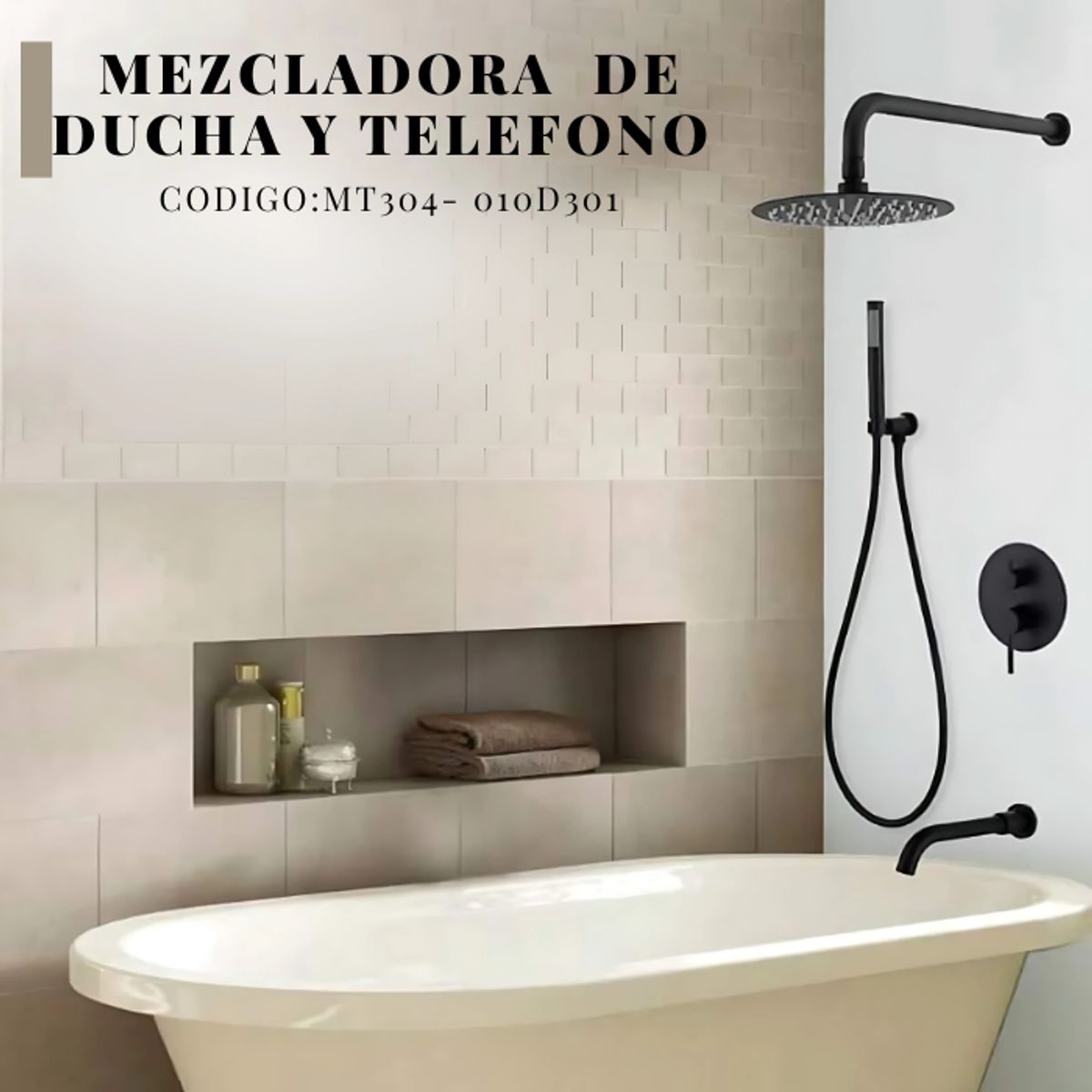 XM - MEZCLADORA PARA DUCHA Y TINA NEGRO REDONDO MT304- 010D301