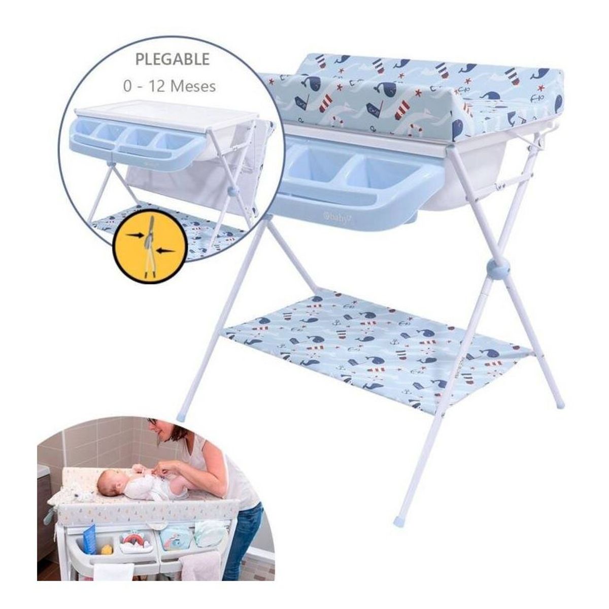 EBABY - Bañera Cambiador Maxi 830-1 Azul