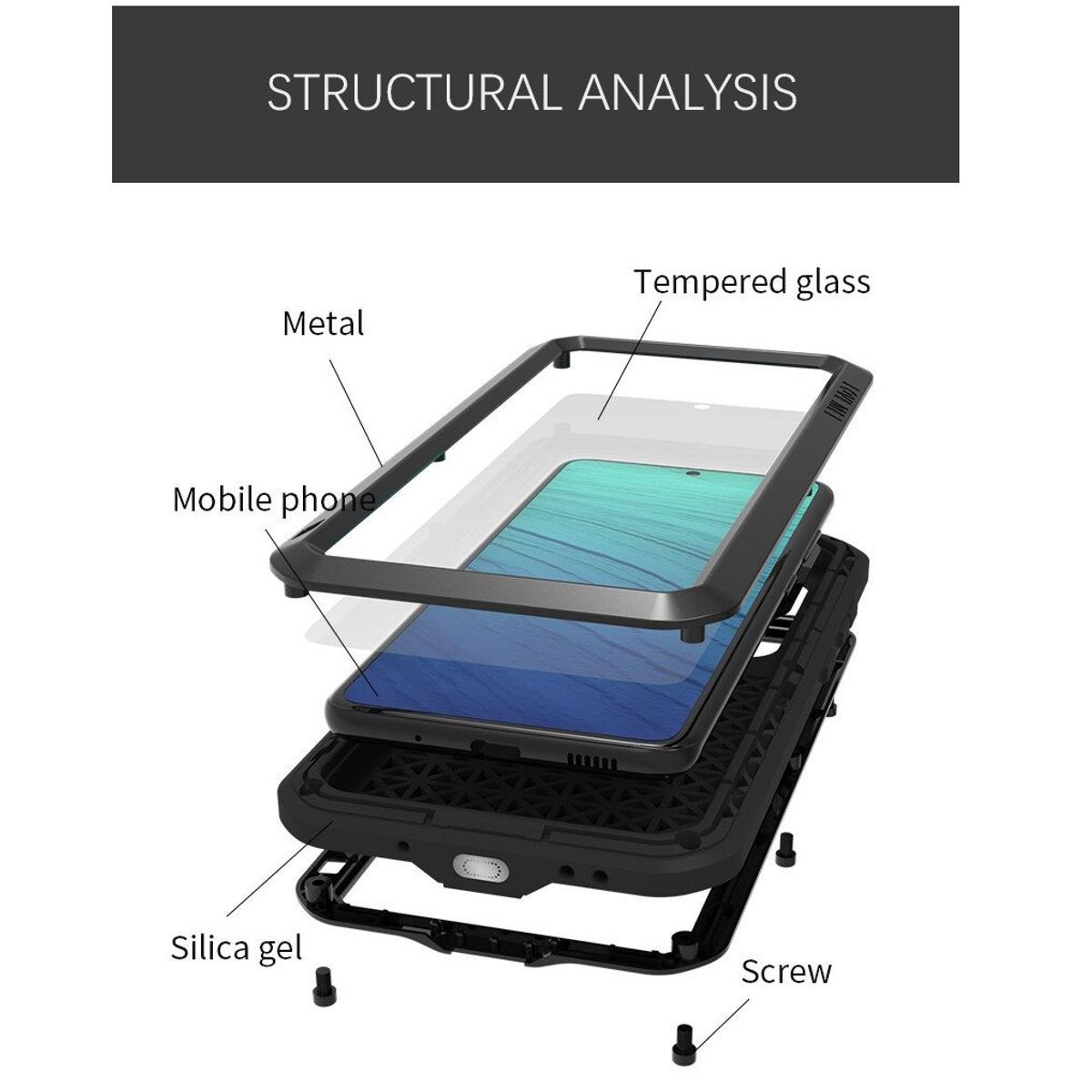 GENERICO - Case LOVE MEI para Samsung Galaxy S20 - Negro  Glass