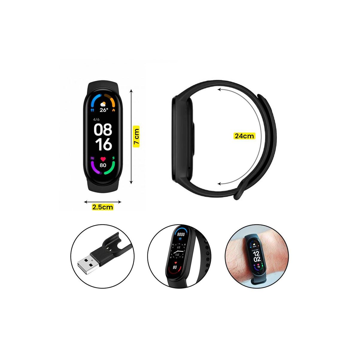 GENERICO - SmartBand Fit M6 - Color Negro