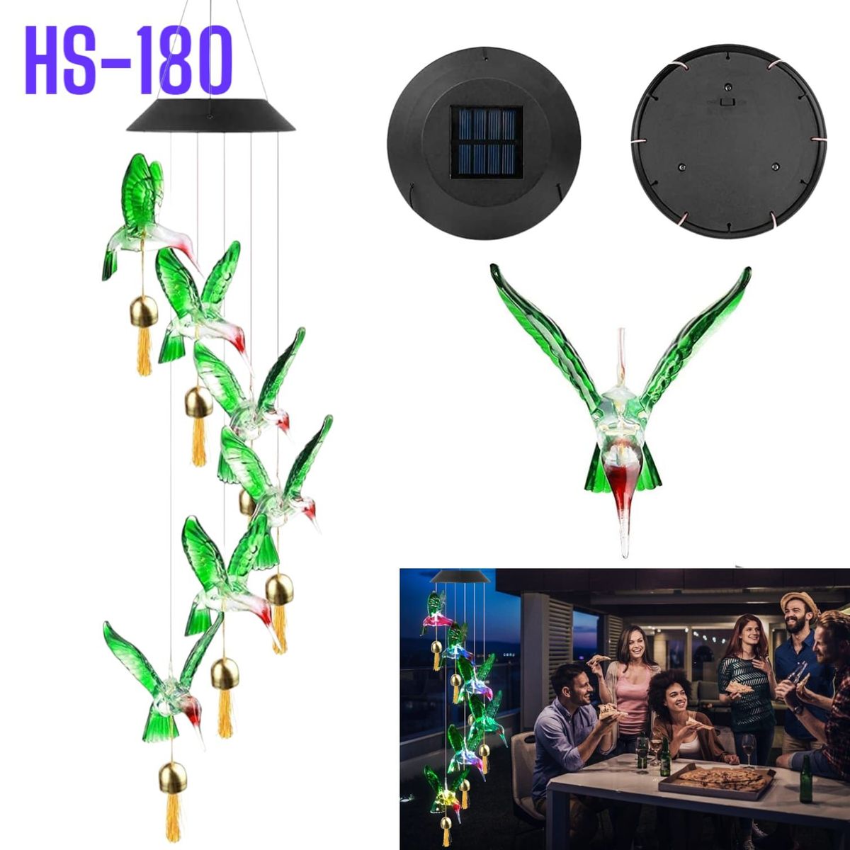 OEM - Luz Solar para Jardín de 6 Colibrí RGB Recargable