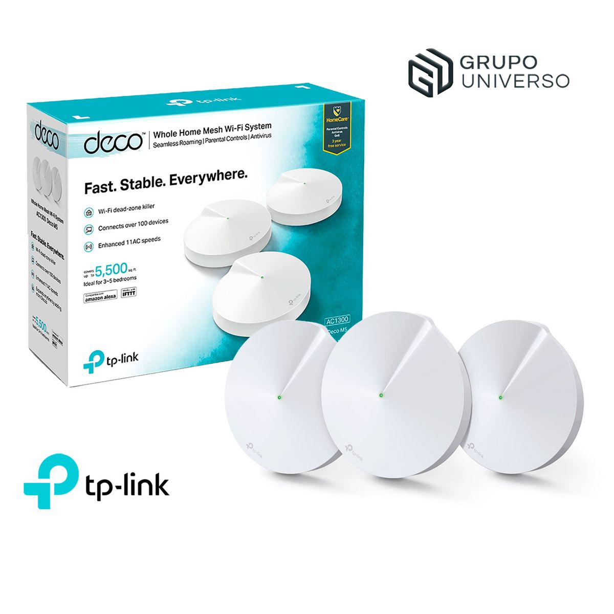 TP LINK - Deco M5 3 Pack TP-Link Sistema Wifi 5 GHz 2,4 GHz Dual Band Ac1300