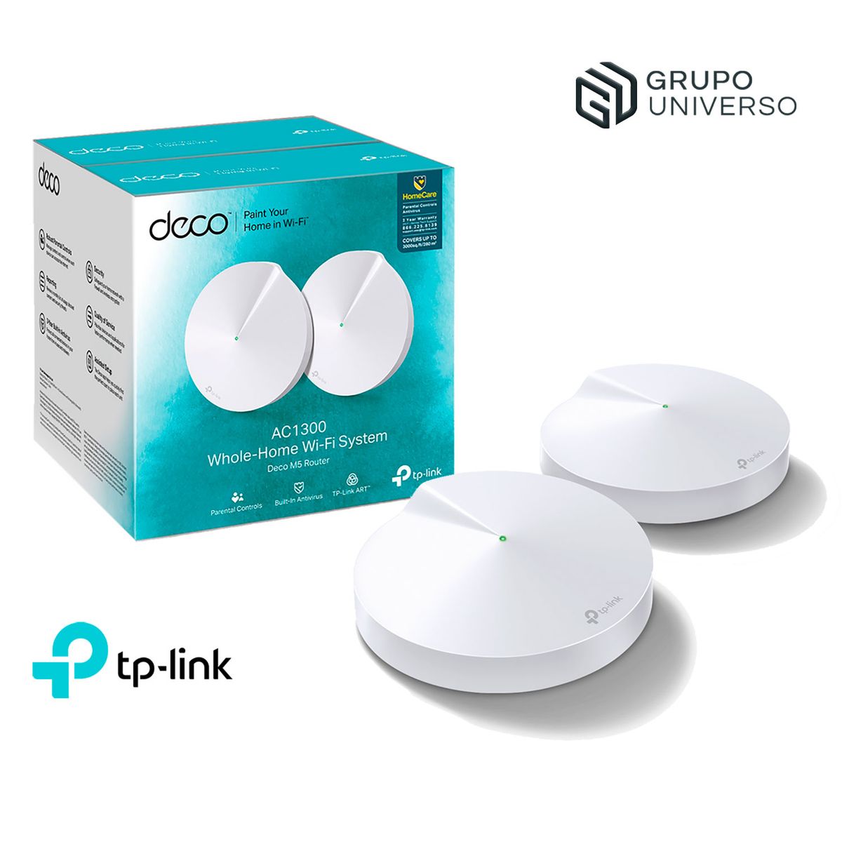 TP LINK - Deco M5 2 Pack TP-Link Sistema Wi-Fi 5 GHz 2,4 GHz Mesh AC1300