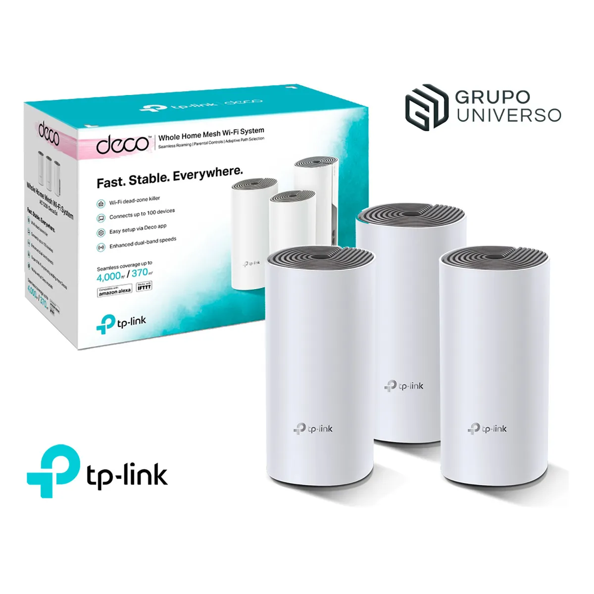 TP LINK - Deco E4 3 Pack TP-Link AC1200 Sistema Wi-Fi Mesh 5 GHz 2,4 GHz