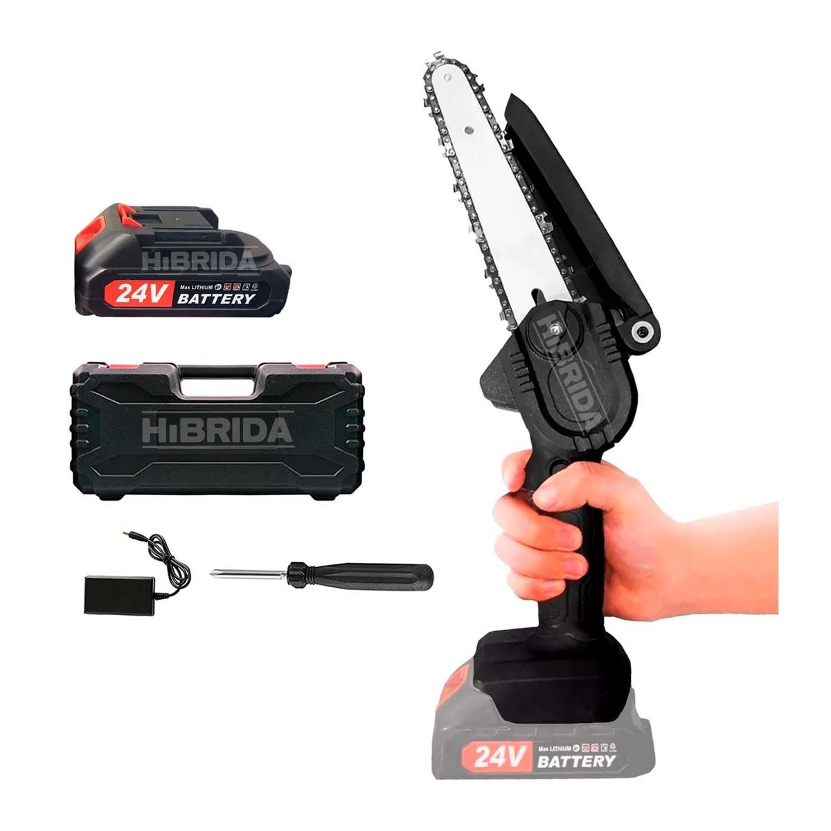 GENERICO - MOTOSIERRA INALÁMBRICA BATERÍA RECARGABLE CADENA MADERA - H-SIERRA1BAT