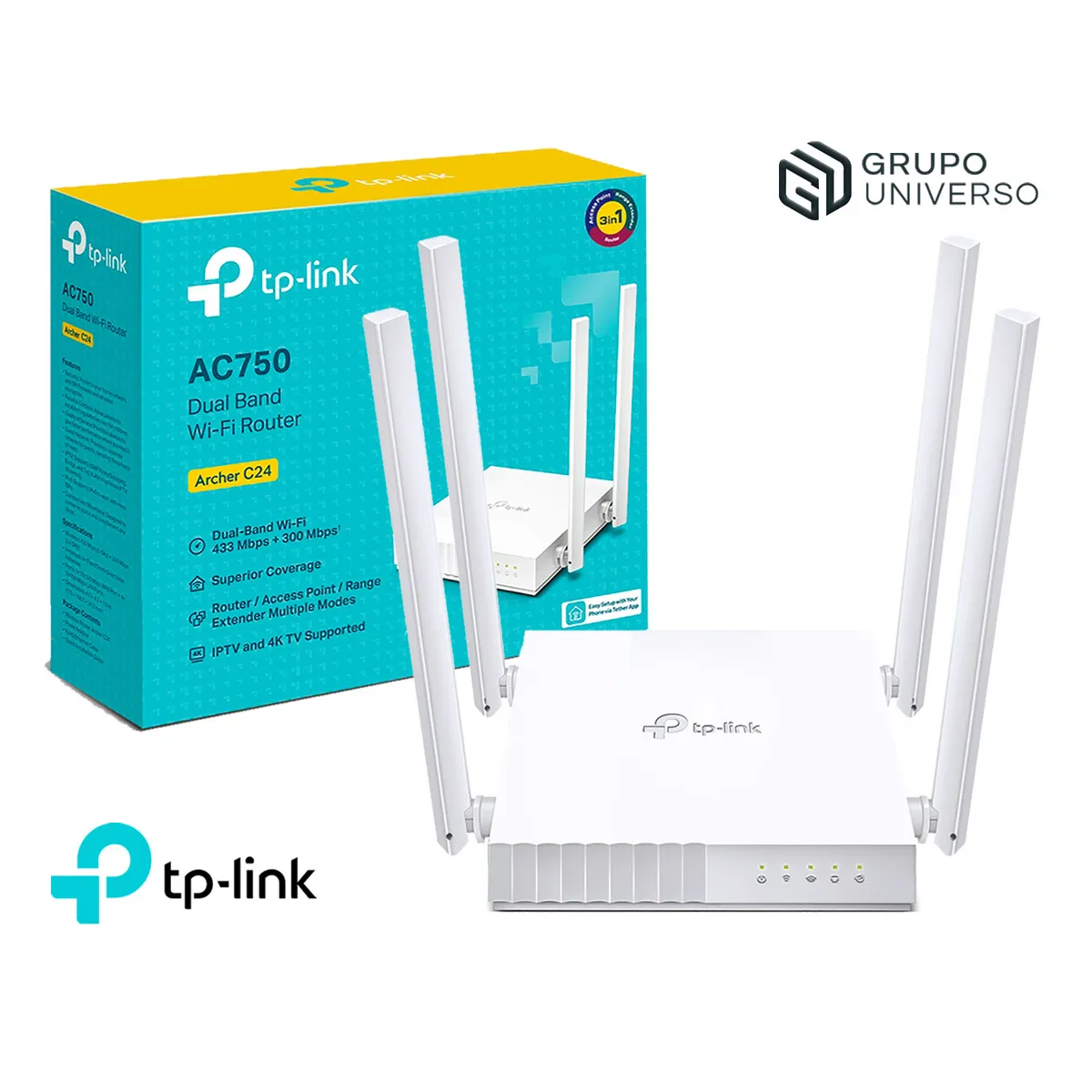 TP LINK - Router Archer C24 TP-Link AC750 Wireless 5 GHz 2,4 GHz Doble Banda