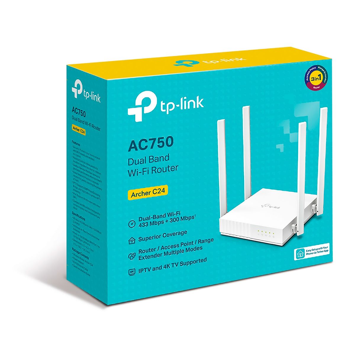TP LINK - Router Archer C24 TP-Link AC750 Wireless 5 GHz 2,4 GHz Doble Banda