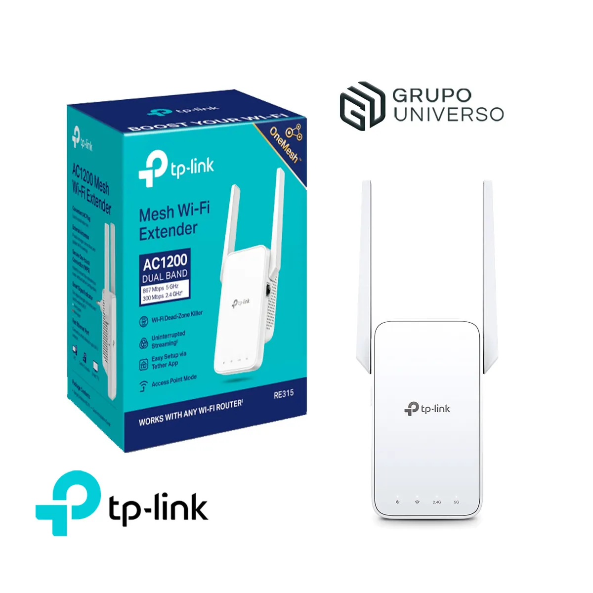 TP LINK - RE315 TP-Link Mesh Extensor Doble Banda 5 GHz 2,4 GHz AC1200