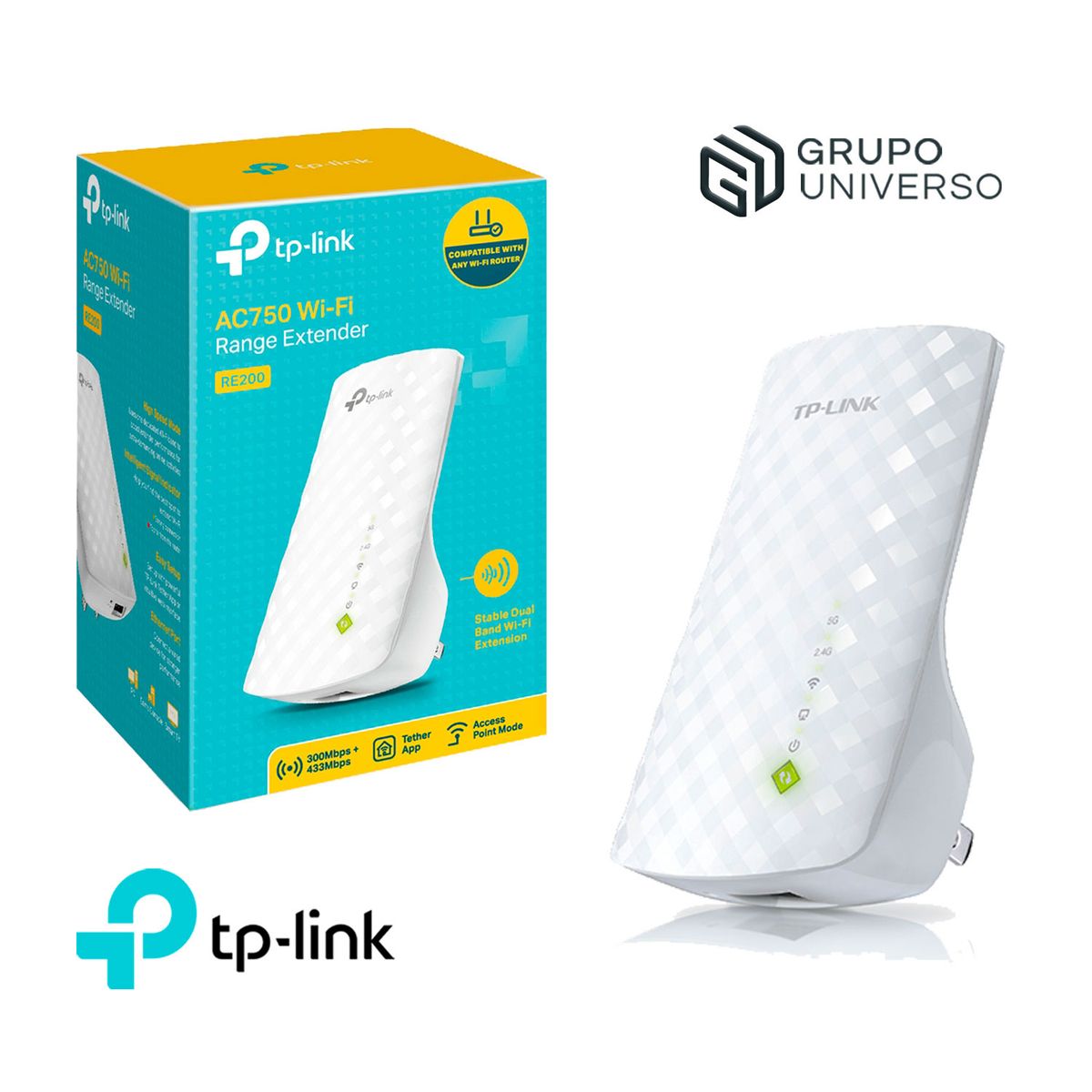 TP LINK - RE200 TP-Link Extensor De Señal Wi-fi 5 GHz 2,4 GHz AC750