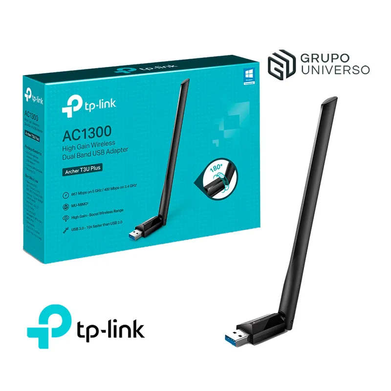 TP LINK - Archer T3U Plus TP-Link Adaptador Usb Inalámbrico 2 Bandas Ac1300