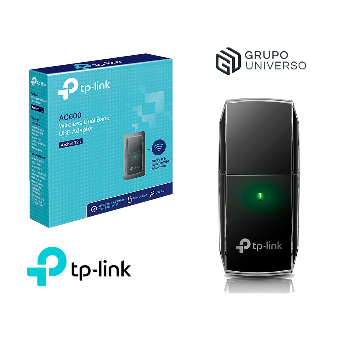 TP LINK - Archer T2U TP-Link Adaptador Usb Inalámbrico AC600 Wi-Fi