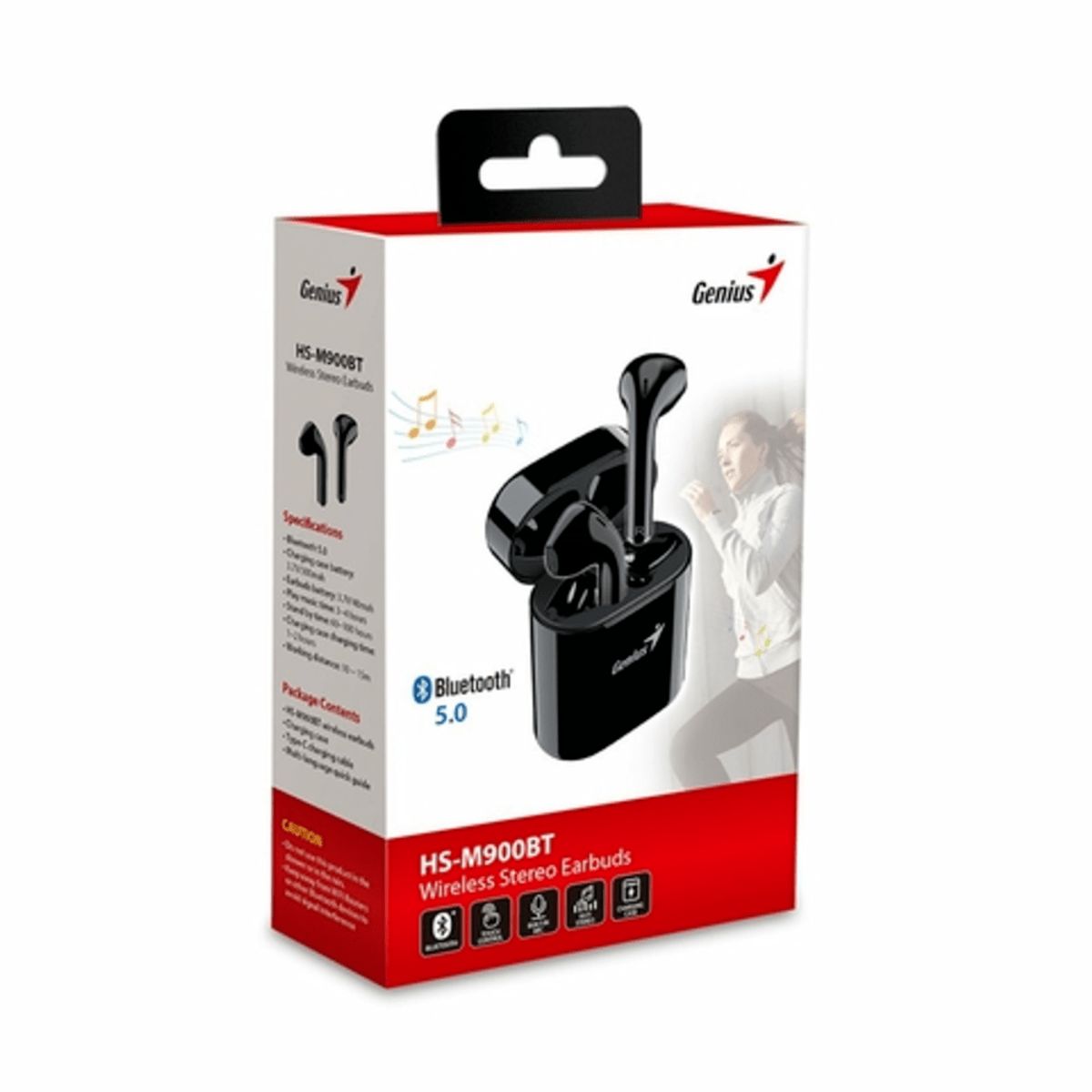 GENIUS - Audifono Microfono True Wireless Genius hs M900BT Bluetooh Negro