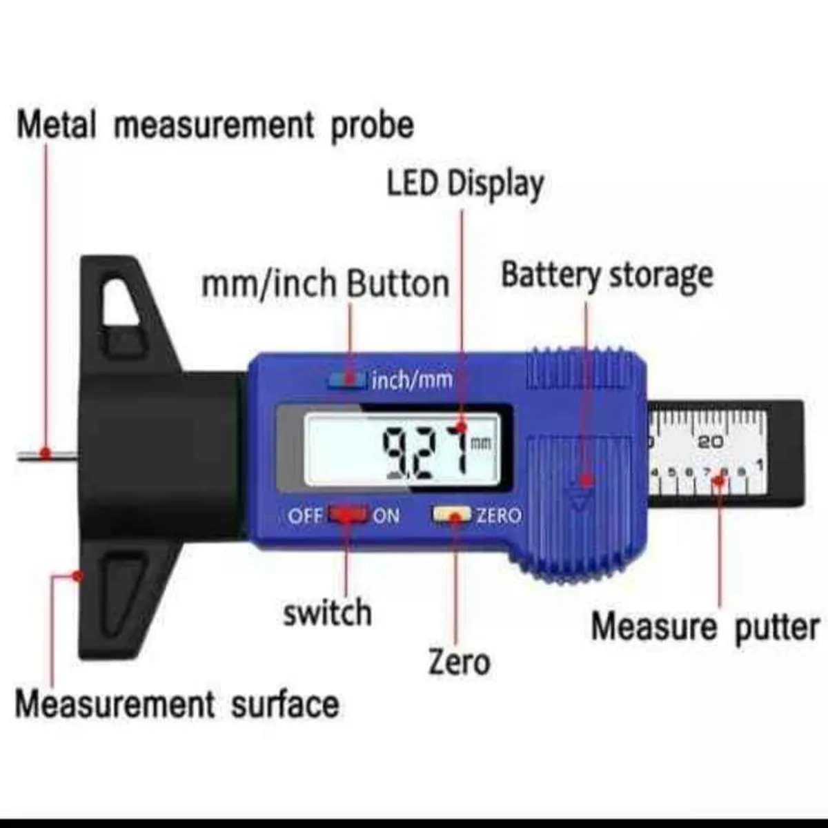 GENERICO - Medidor de profundidad cocada de neumaticos