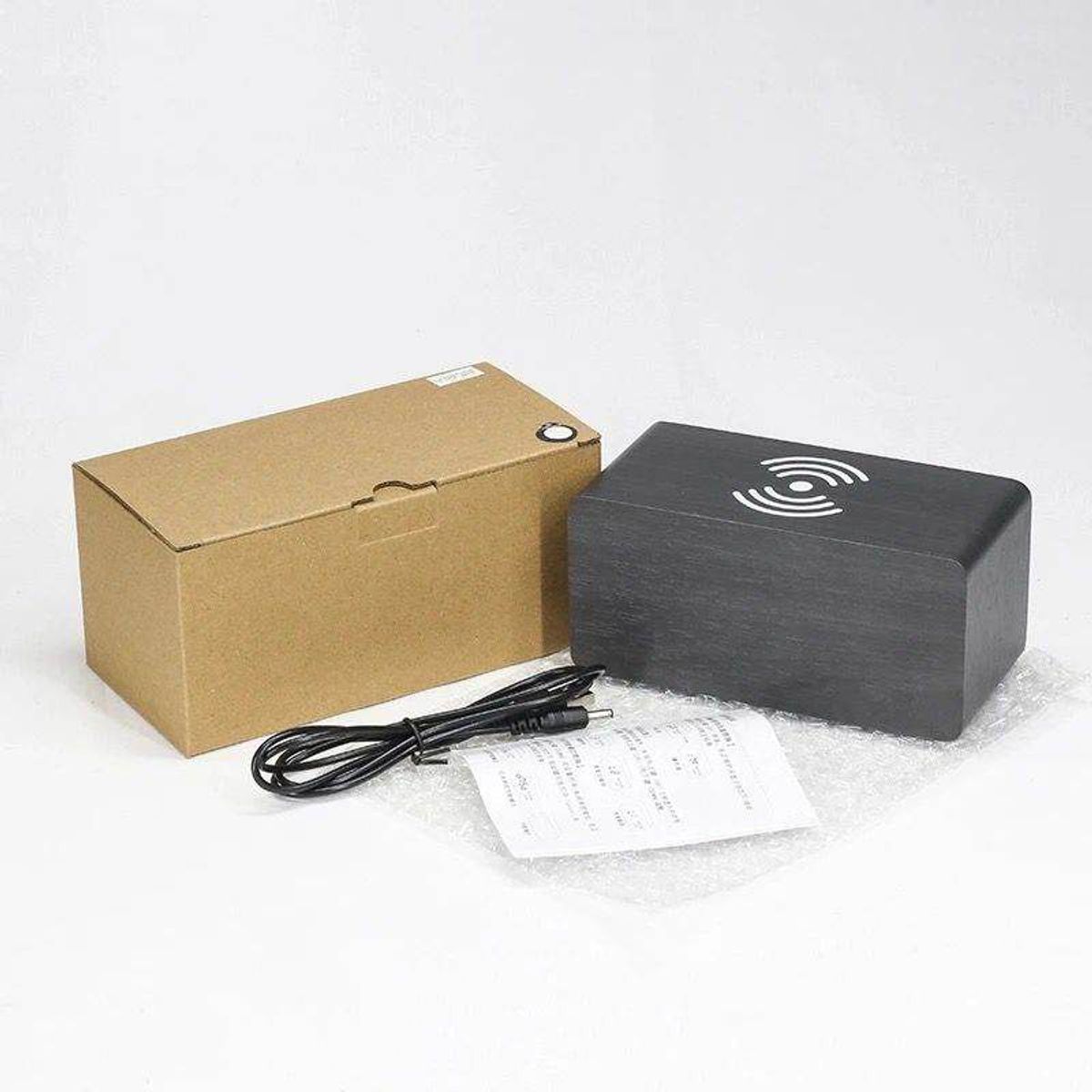 GENERICO - Reloj Digital Pantalla de Madera con Temperatura con USB 3 en 1