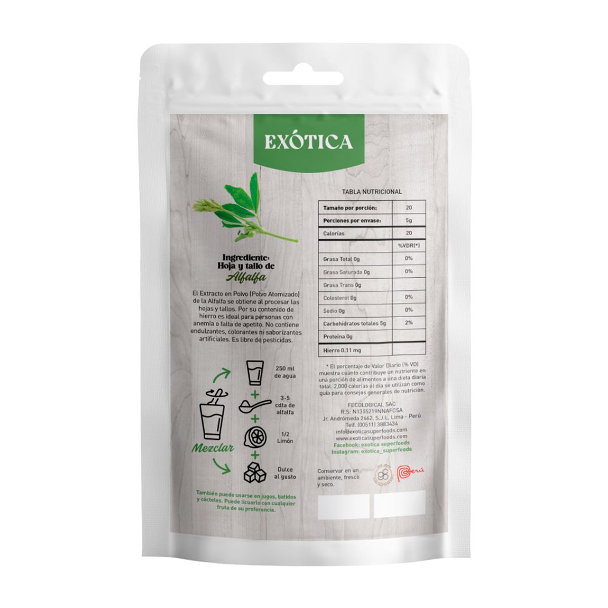 EXOTICA - Alfalfa polvo atomizado x 100 gr