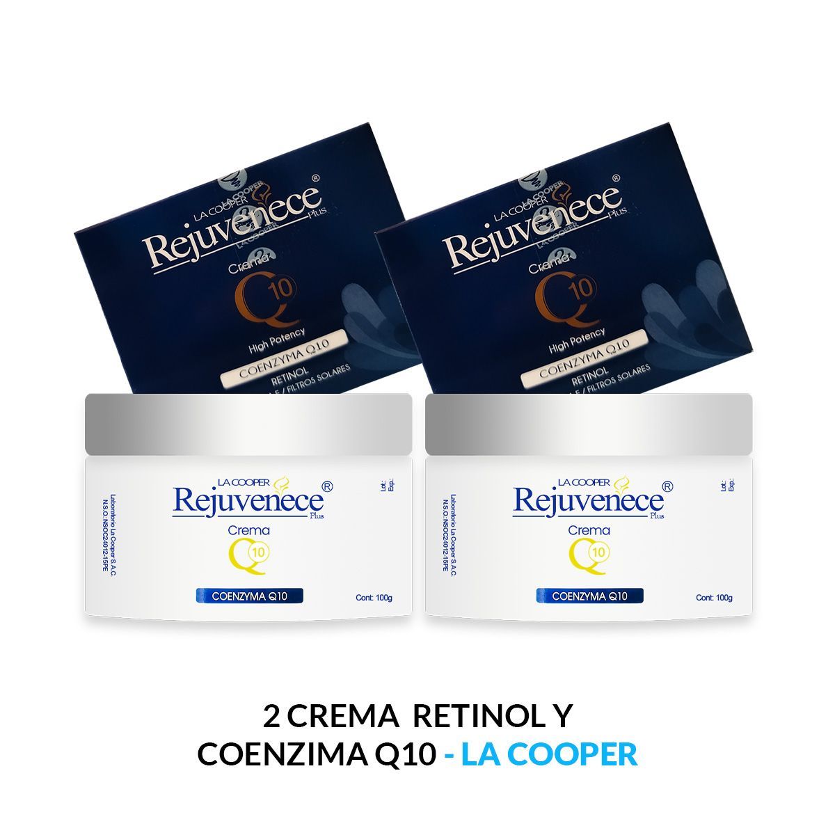 GENERICO - 2 Rejuvenece Plus Crema Q10 Retinol y Coenzima 100 Gramos