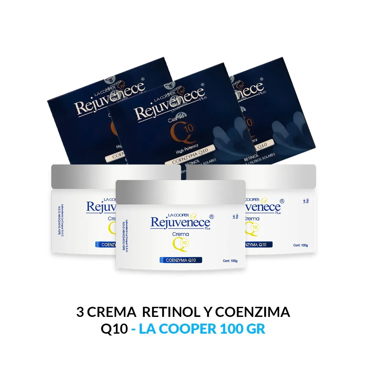 GENERICO - 3 Rejuvenece Plus Crema Q10 Retinol y Coenzima 100 Gramos