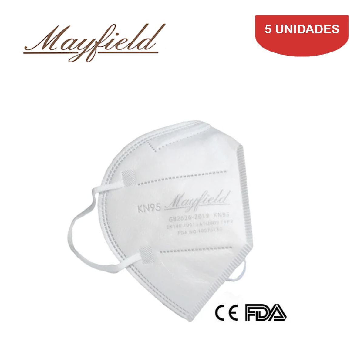 MAYFIELD - Mascarilla KN95 5 capas blanco 5 unidades MAYFIELD