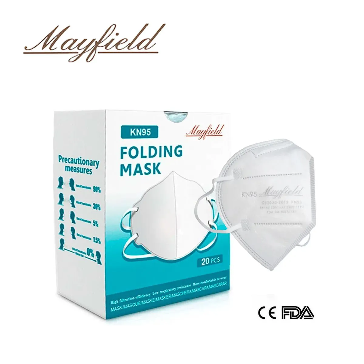 MAYFIELD - Mascarilla KN95 5 capas blanco caja*20und MAYFIELD