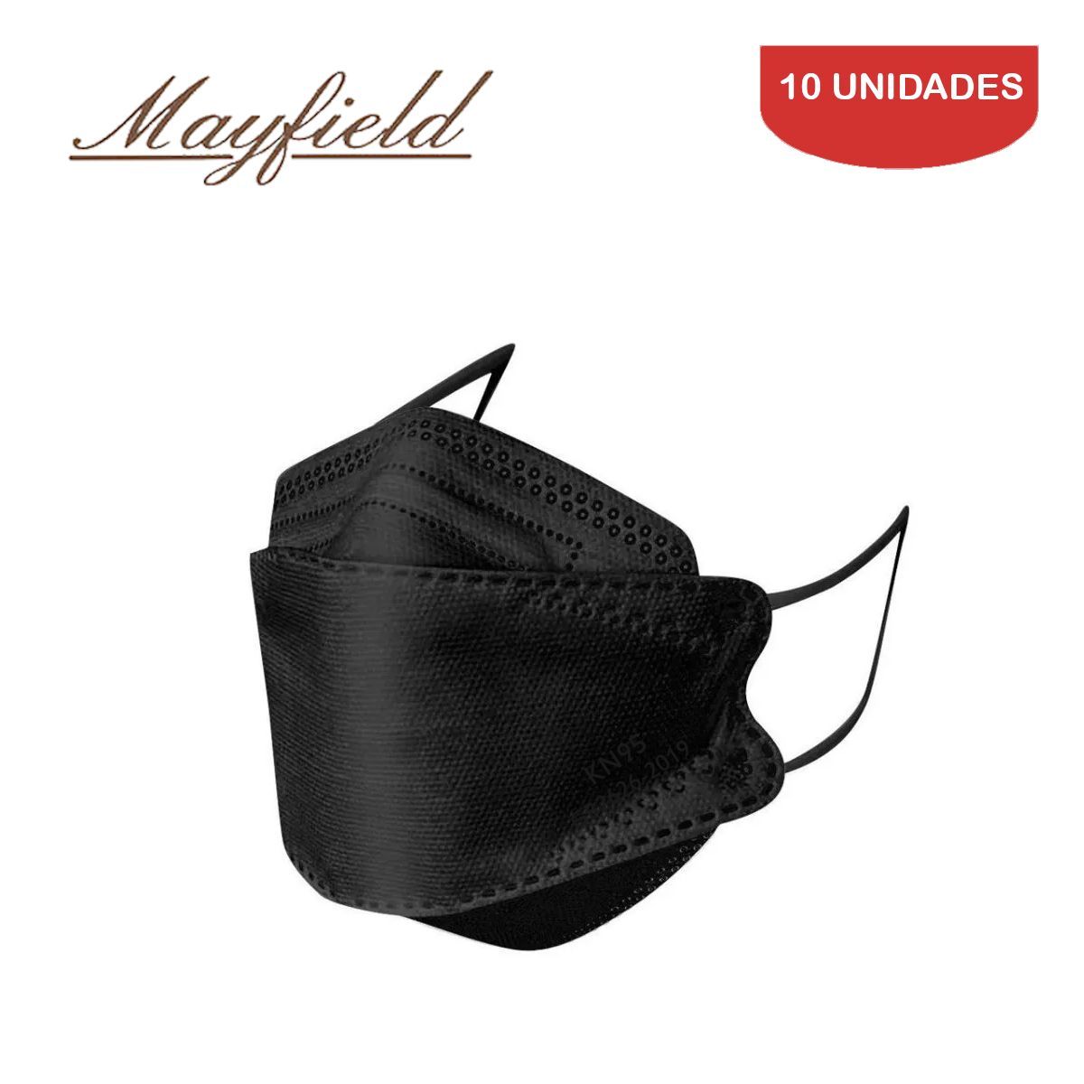 MAYFIELD - Mascarilla KN95 Fish Shape 3D negro 10 unidades MAYFIELD
