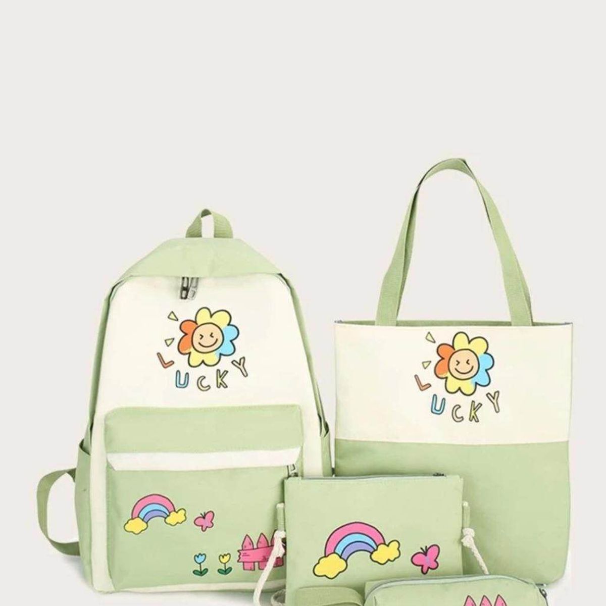 GENERICO - Mochila Kawai Set 4 en 1 Modelo Girasol de Damas Niñas