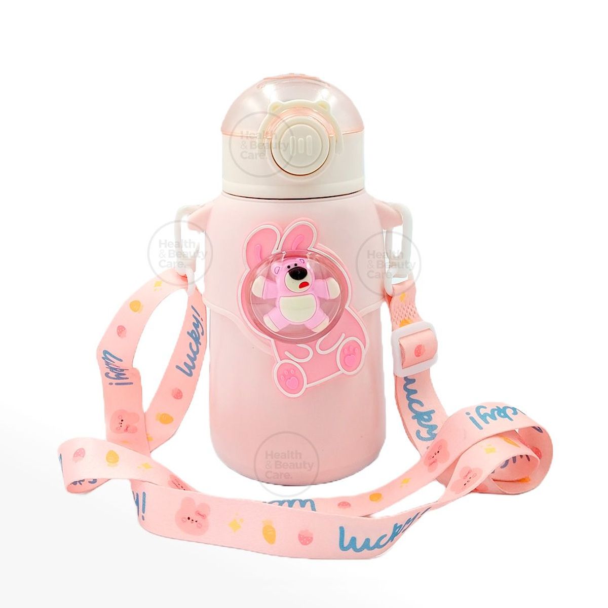 TERMO KAWAI 3D OSITO CON LANGER  STICKER COLOR ROSADO 500ML, marca GENERICO - Foto Principal