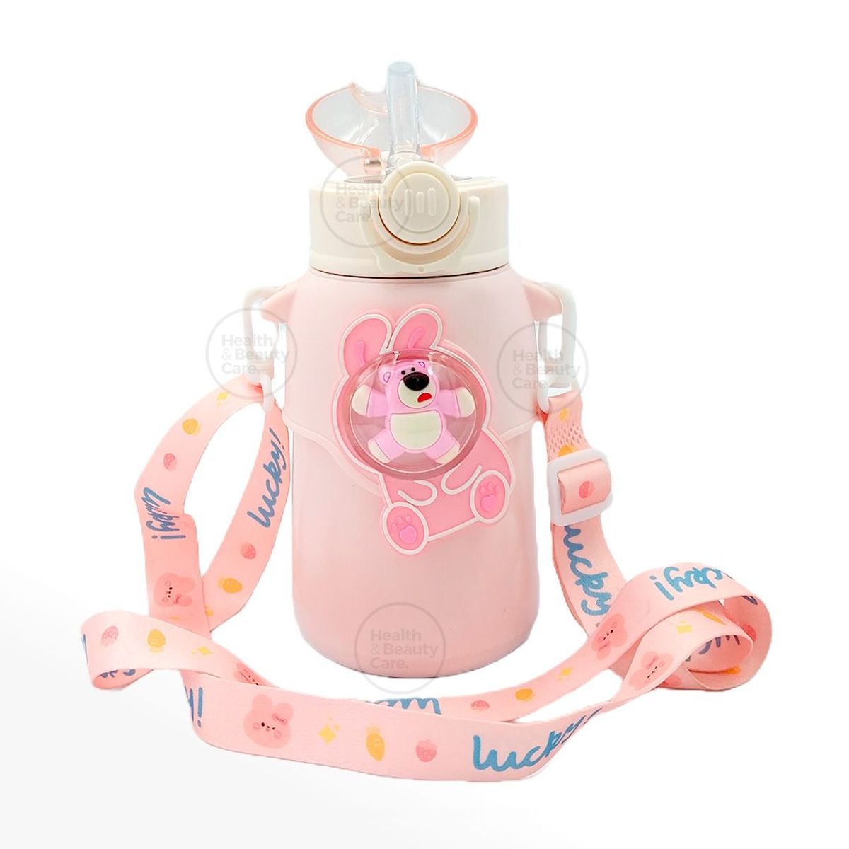 TERMO KAWAI 3D OSITO CON LANGER  STICKER COLOR ROSADO 500ML, marca GENERICO - Foto 2