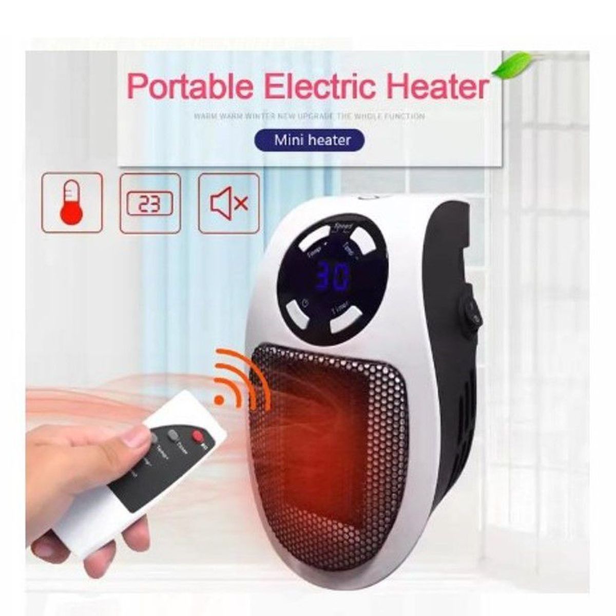 GENERICO - Calentador Electrico Portatil  MAS Control Remoto de Calidad