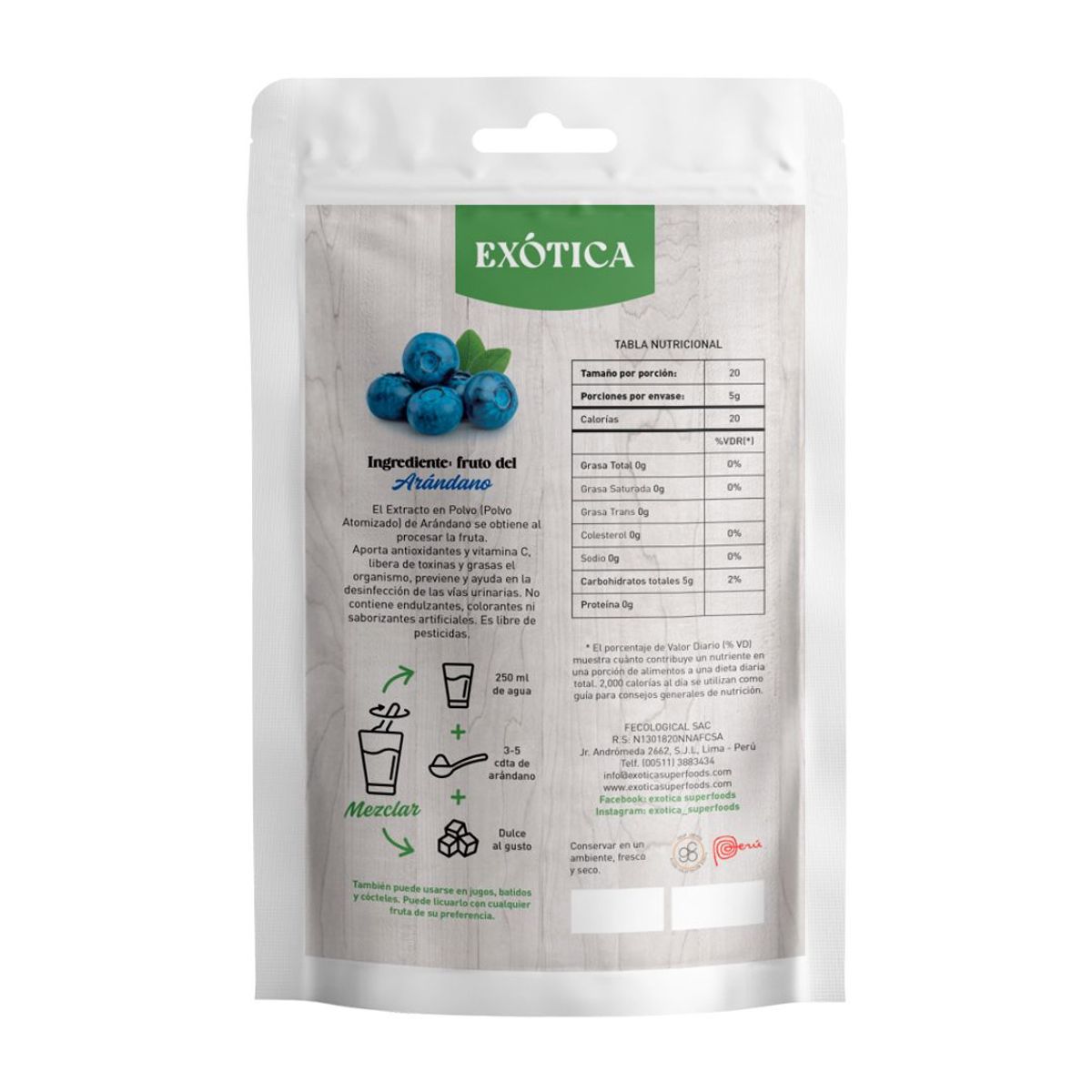 EXOTICA - Arandano polvo atomizado x 100 gr