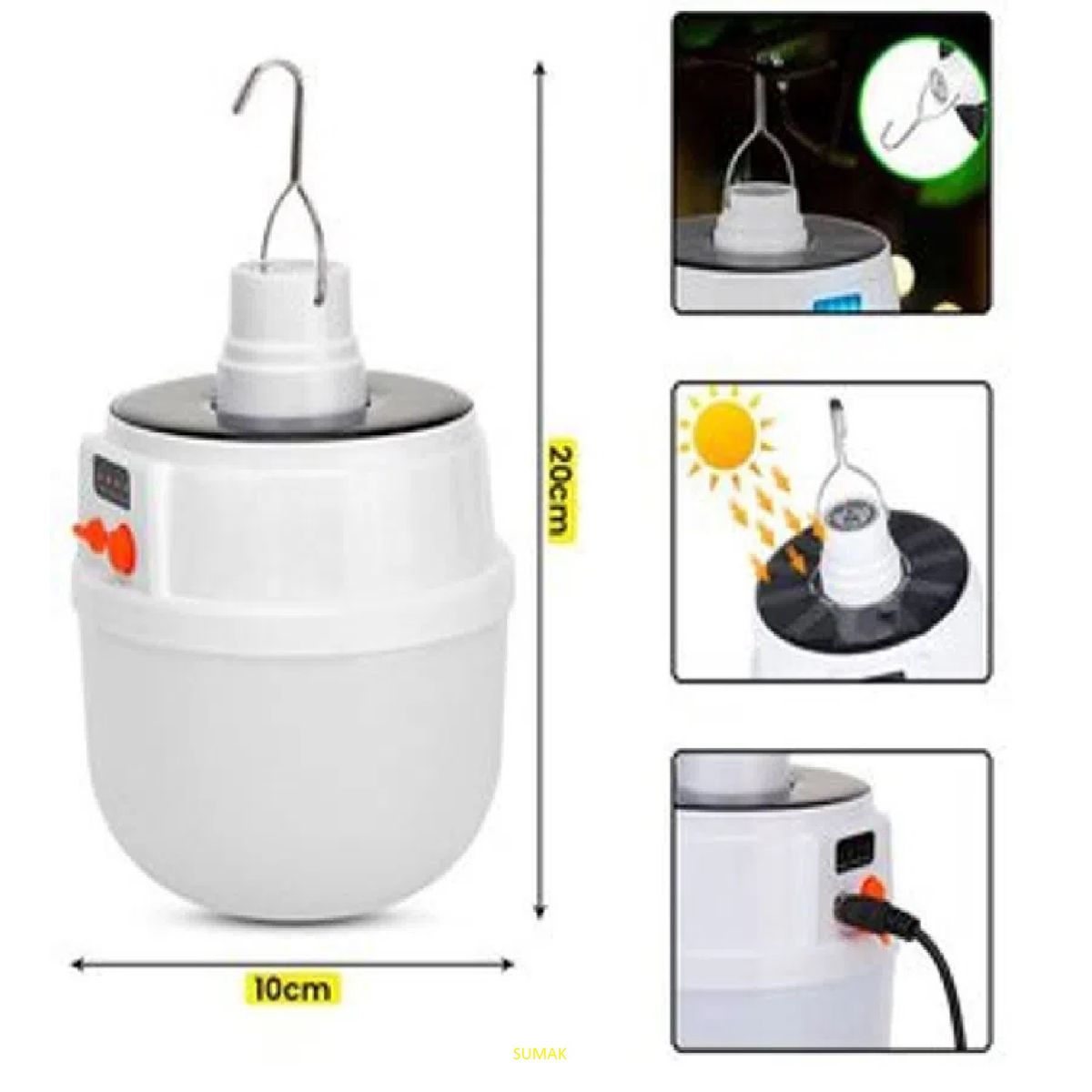 GENERICO - Foco Lámpara Led Portátil Recargable Luz Solar