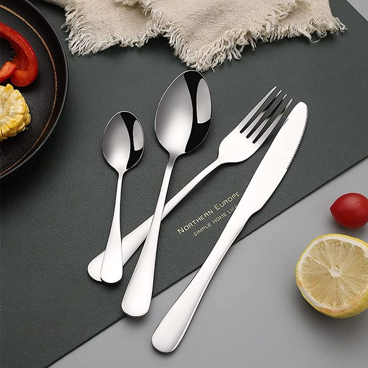 HYGGE - Juego de Cubiertos de Acero Inoxidable 24 Pcs