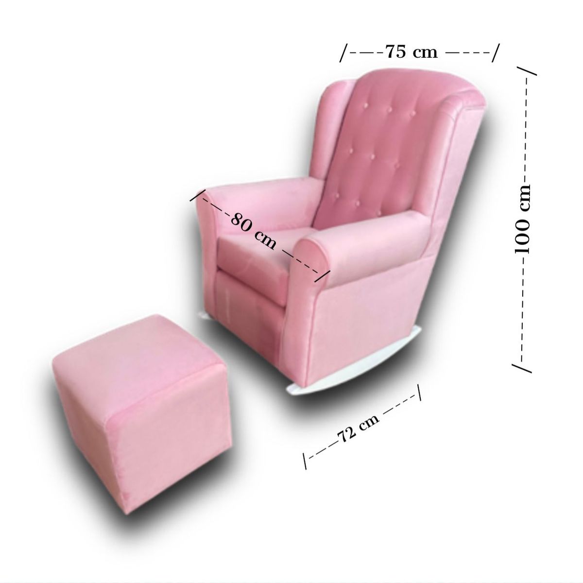 NO LOGO - Sillon Mecedor Rosado C Reposapies + Patas Cromadas