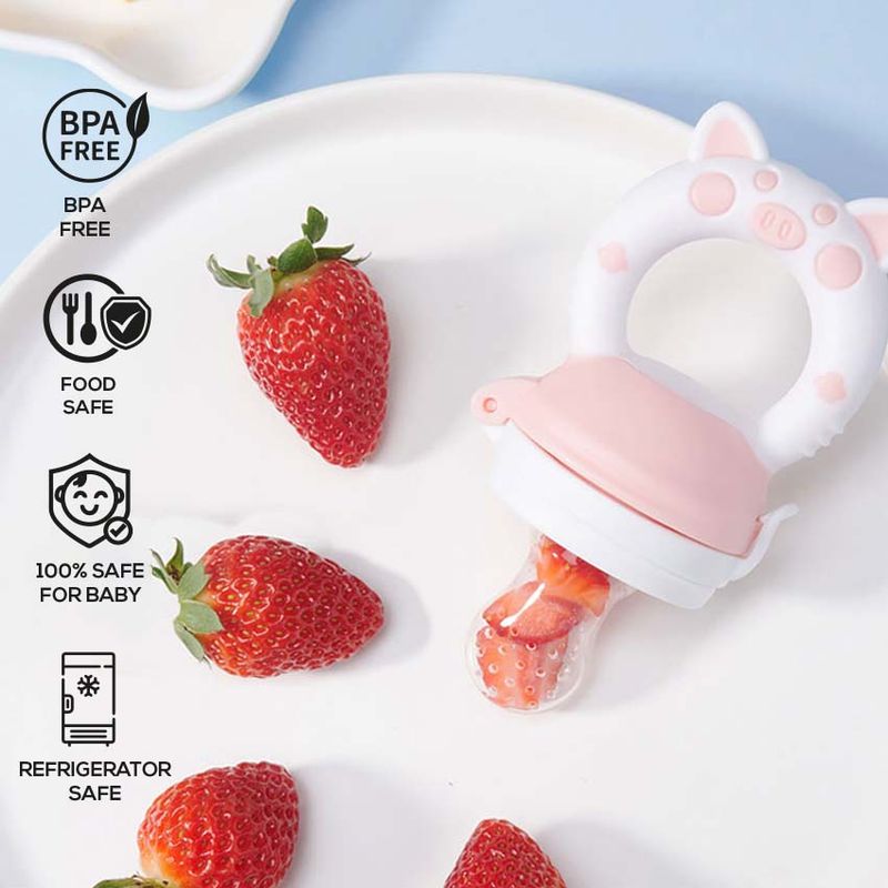 BABYKISS - CHUPON ALIMENTADOR PARA BEBE DE SILICONA SIN BPA ROSA