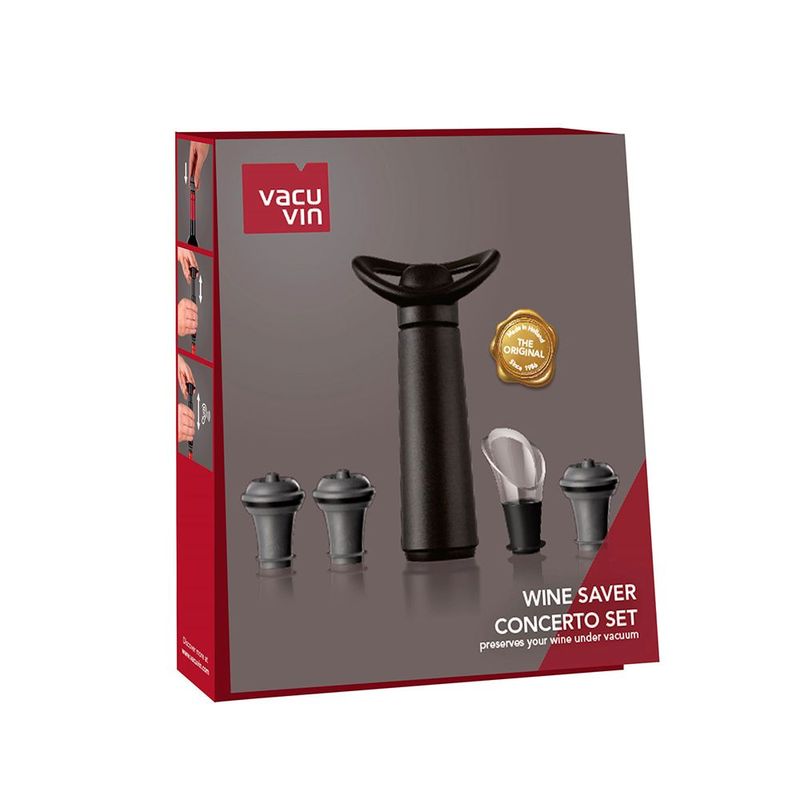 VACU VIN - Conservador de vino Original Vacu Vin Concerto 3 Tapones + 1 Servidor