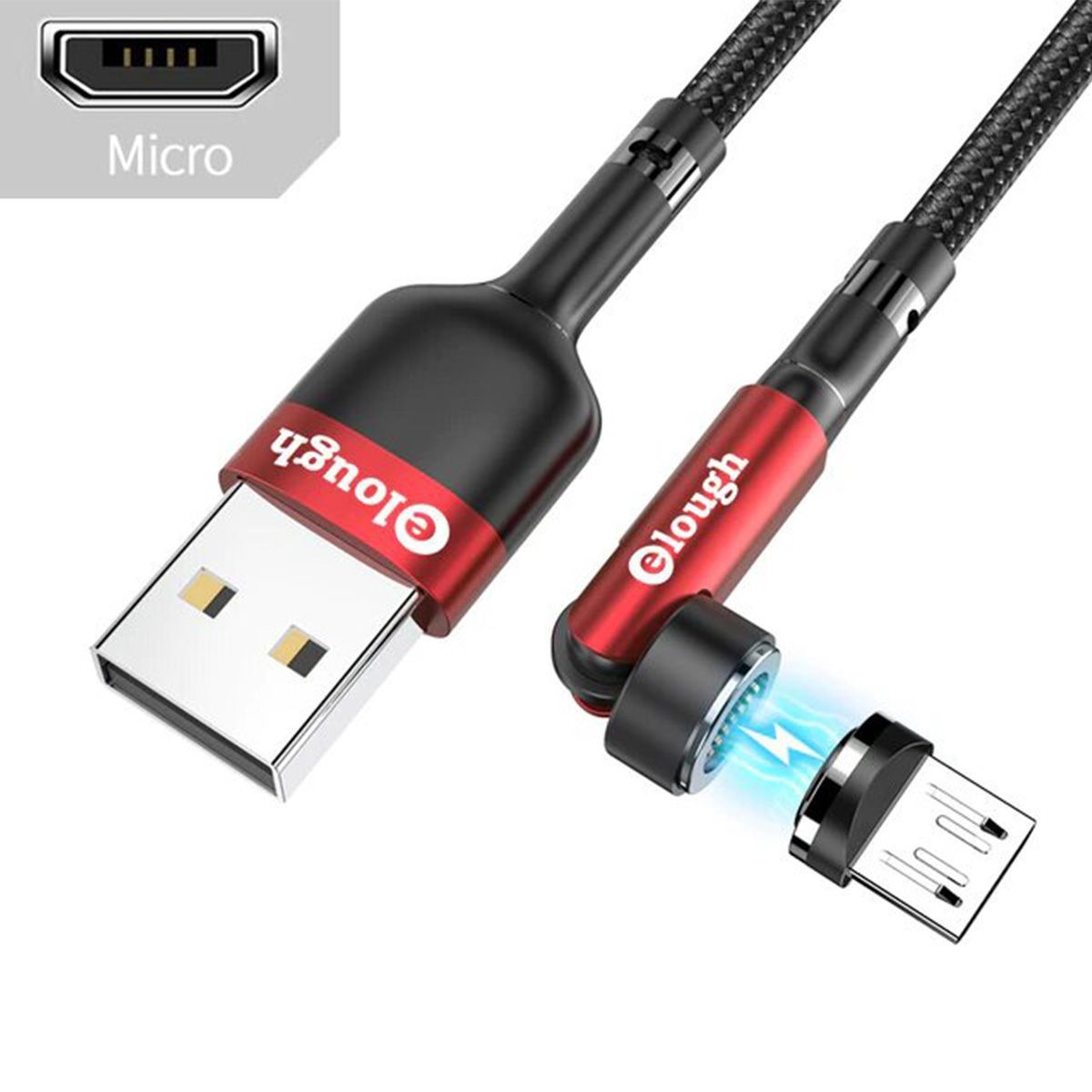 ELOUGH - Cable Carga Rápida 3A Elough Giratorio 540° Tipo Micro - 1 metro