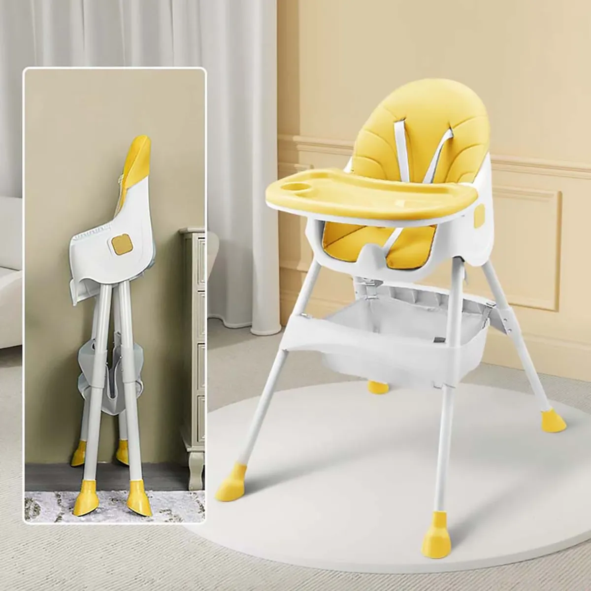 BABYKISS - SILLA DE COMER BABYKISS PLEGABLE AMARILLO