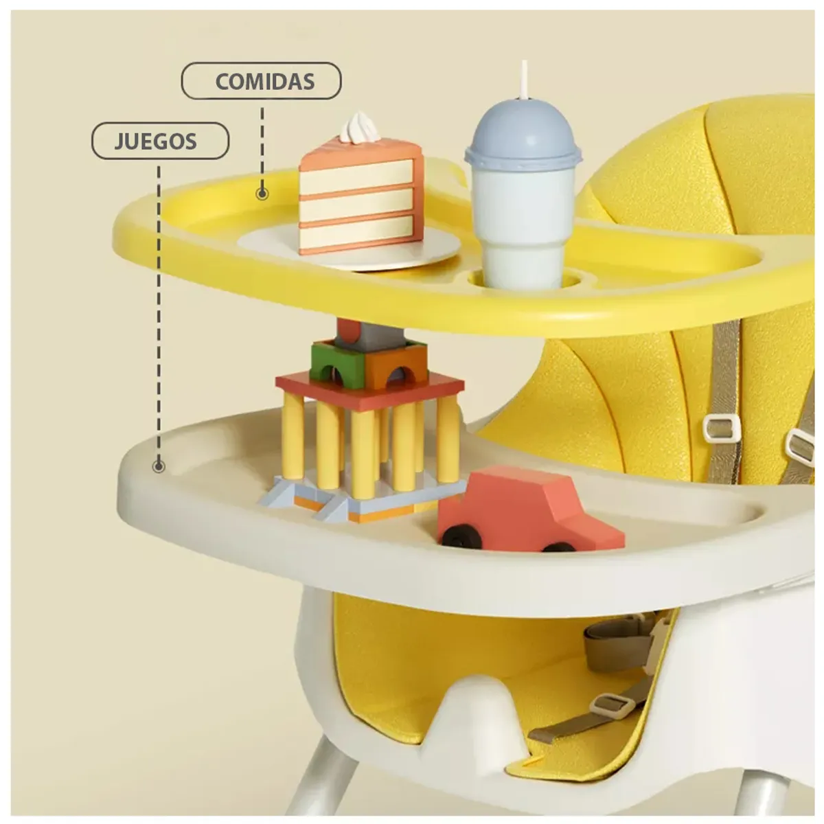 BABYKISS - SILLA DE COMER BABYKISS PLEGABLE AMARILLO