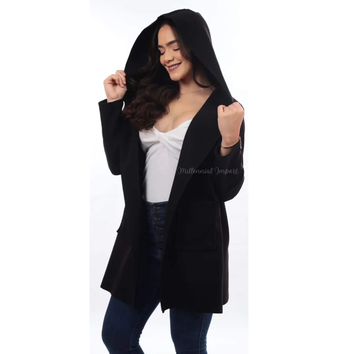 GENERICO - Chaqueta Larga para Mujer en Paño Italiano- Moda casual