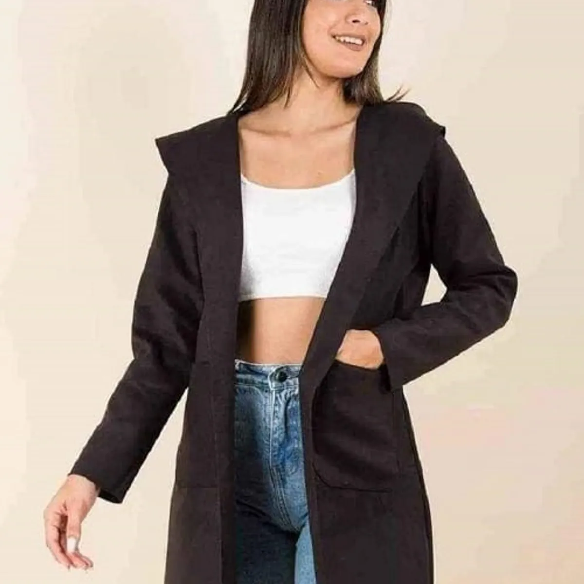 GENERICO - Chaqueta Larga para Mujer en Paño Italiano- Moda casual